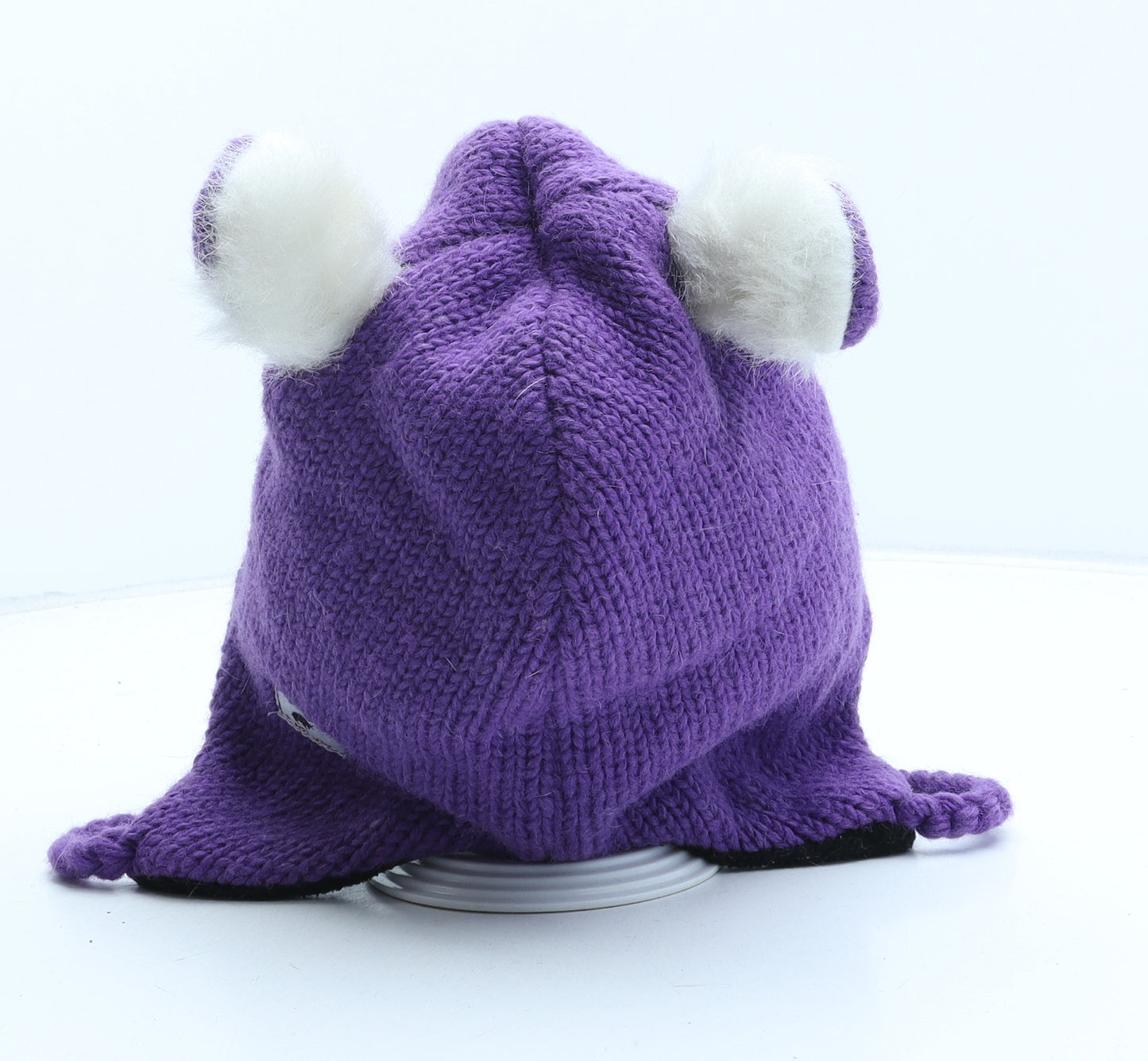 Black Yak Girls Purple Acrylic Winter Hat One Size - Bear