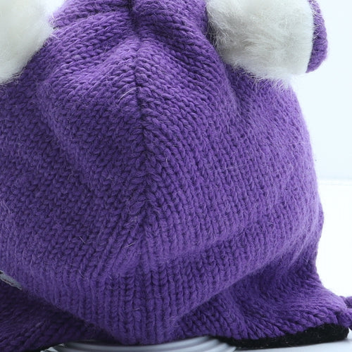 Black Yak Girls Purple Acrylic Winter Hat One Size - Bear
