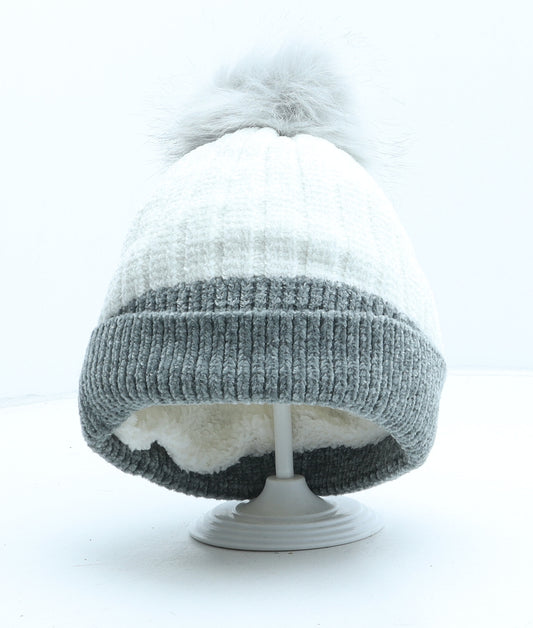 Preworn Womens White Polyester Bobble Hat One Size