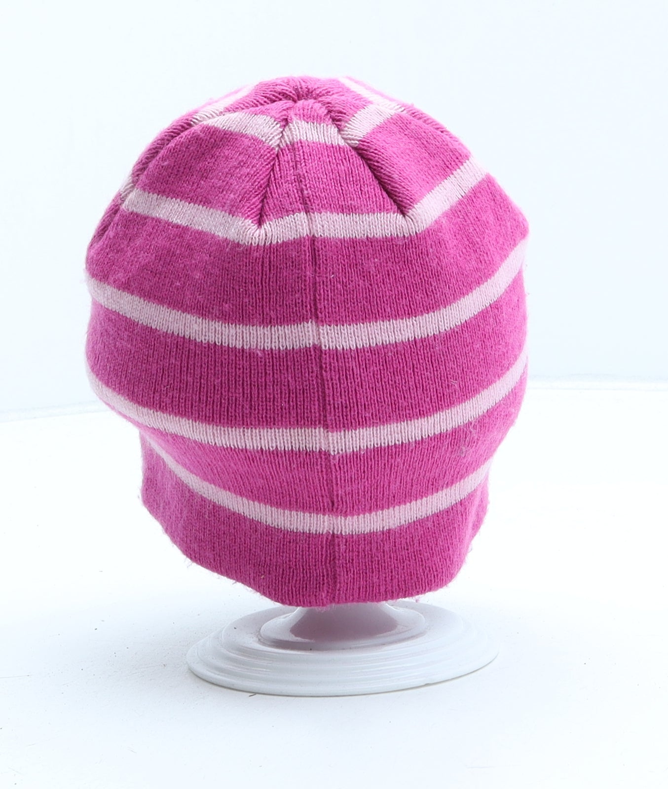 Nike Girls Pink Striped Acrylic Beanie One Size
