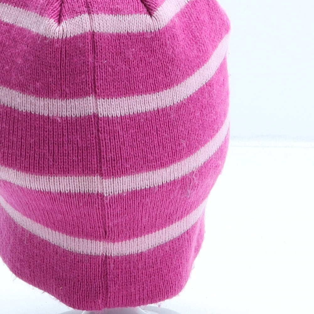 Nike Girls Pink Striped Acrylic Beanie One Size