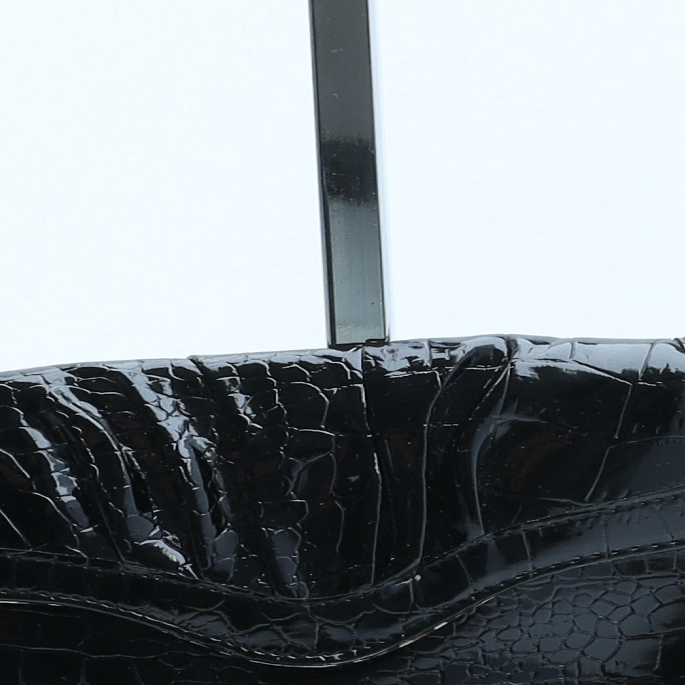 Claire's Womens Black Polyurethane Clutch Size Small - Bag Depth 1cm Croc Texture