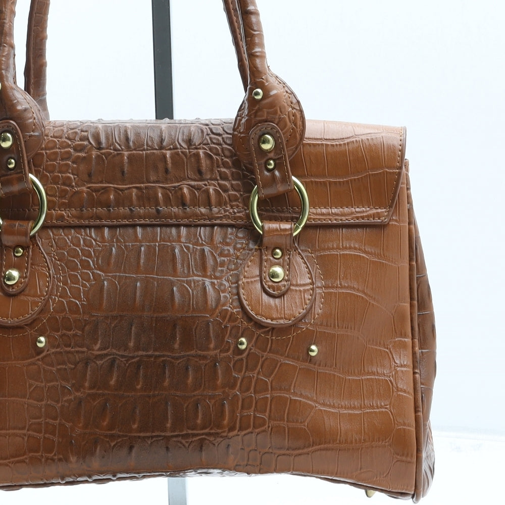 Viscount O'Neill's Womens Brown Polyurethane Top Handle Bag Size Medium - Croc Texture