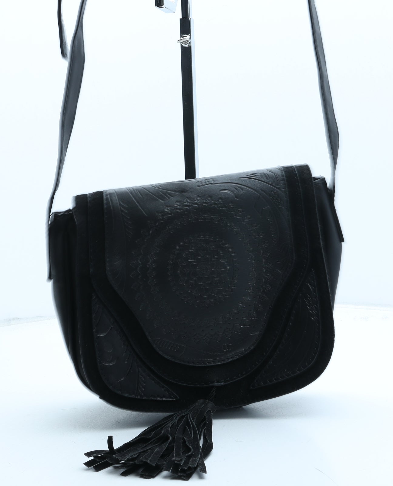 Atmosphere Womens Black Paisley Polyurethane Crossbody Size Small