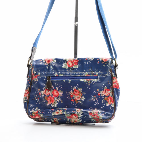 Preworn Womens Blue Floral PVC Shoulder Bag Size Medium