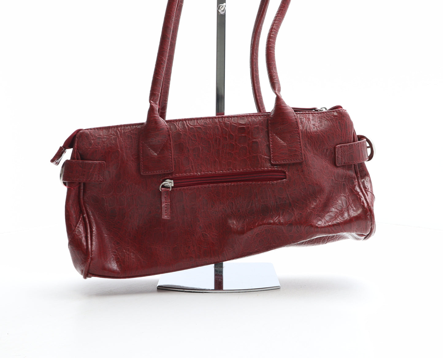 Fiorelli Womens Red Animal Print PVC Shoulder Bag Size Medium - Crocodile Texture
