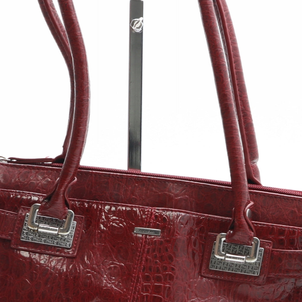 Fiorelli Womens Red Animal Print PVC Shoulder Bag Size Medium - Crocodile Texture