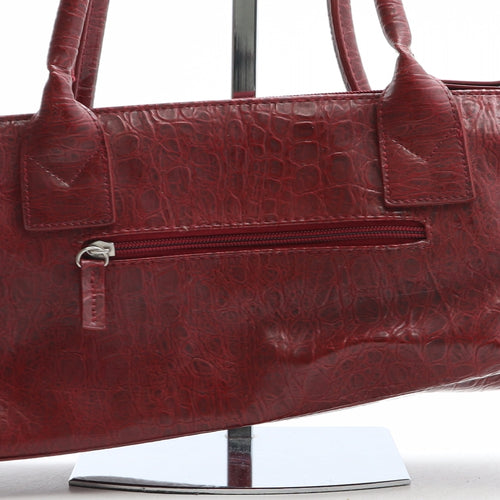 Fiorelli Womens Red Animal Print PVC Shoulder Bag Size Medium - Crocodile Texture