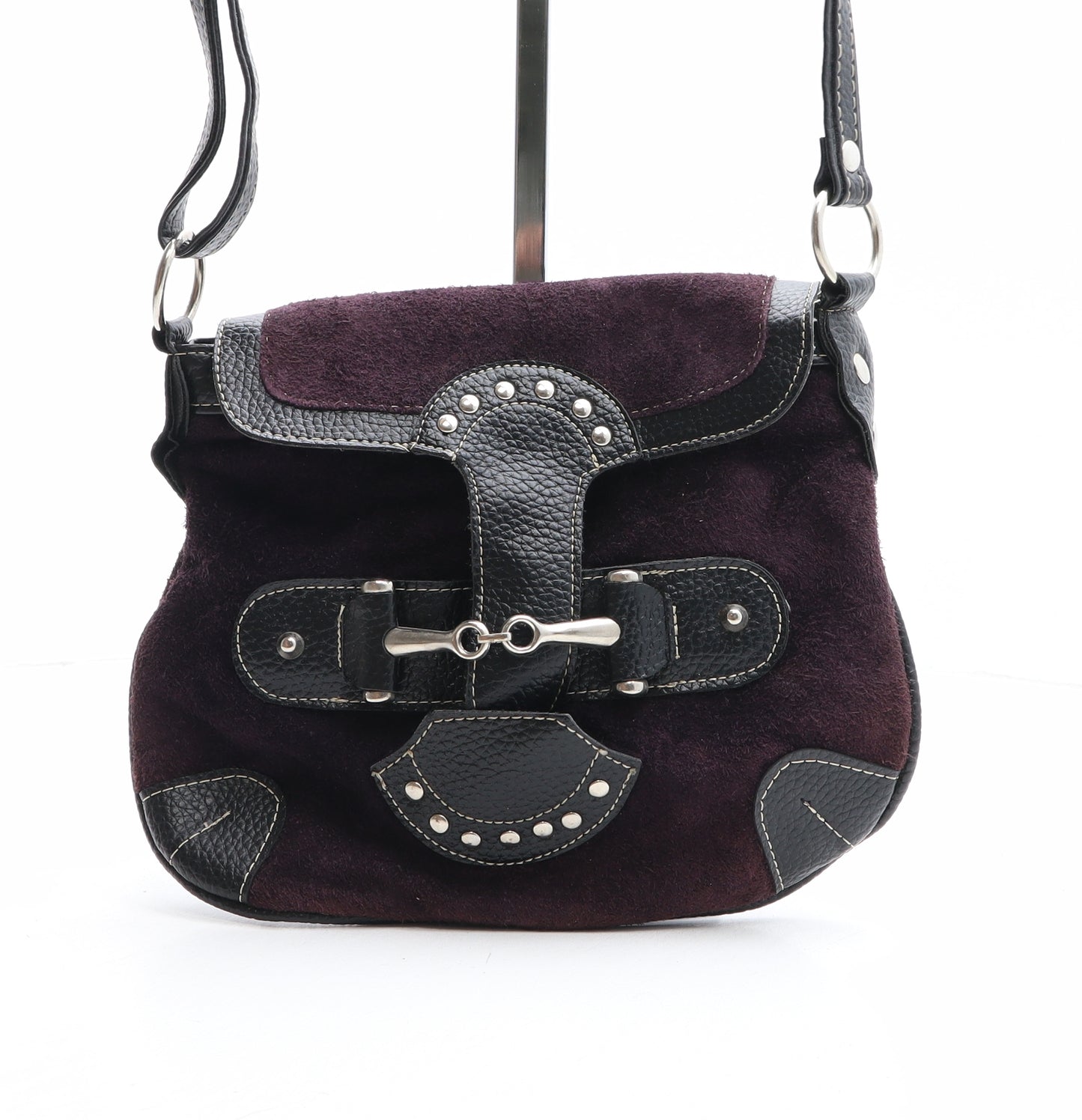 Prworn Womens Purple Suede Crossbody Size Medium