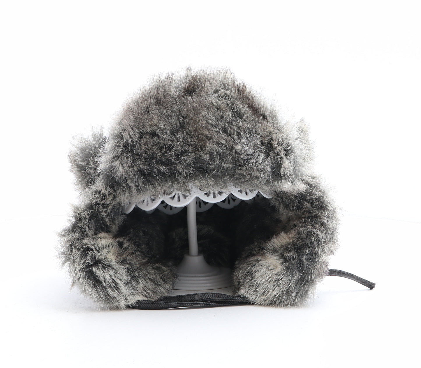 Preworn Mens Grey Plaid Polyurethane Trapper Hat Size 58