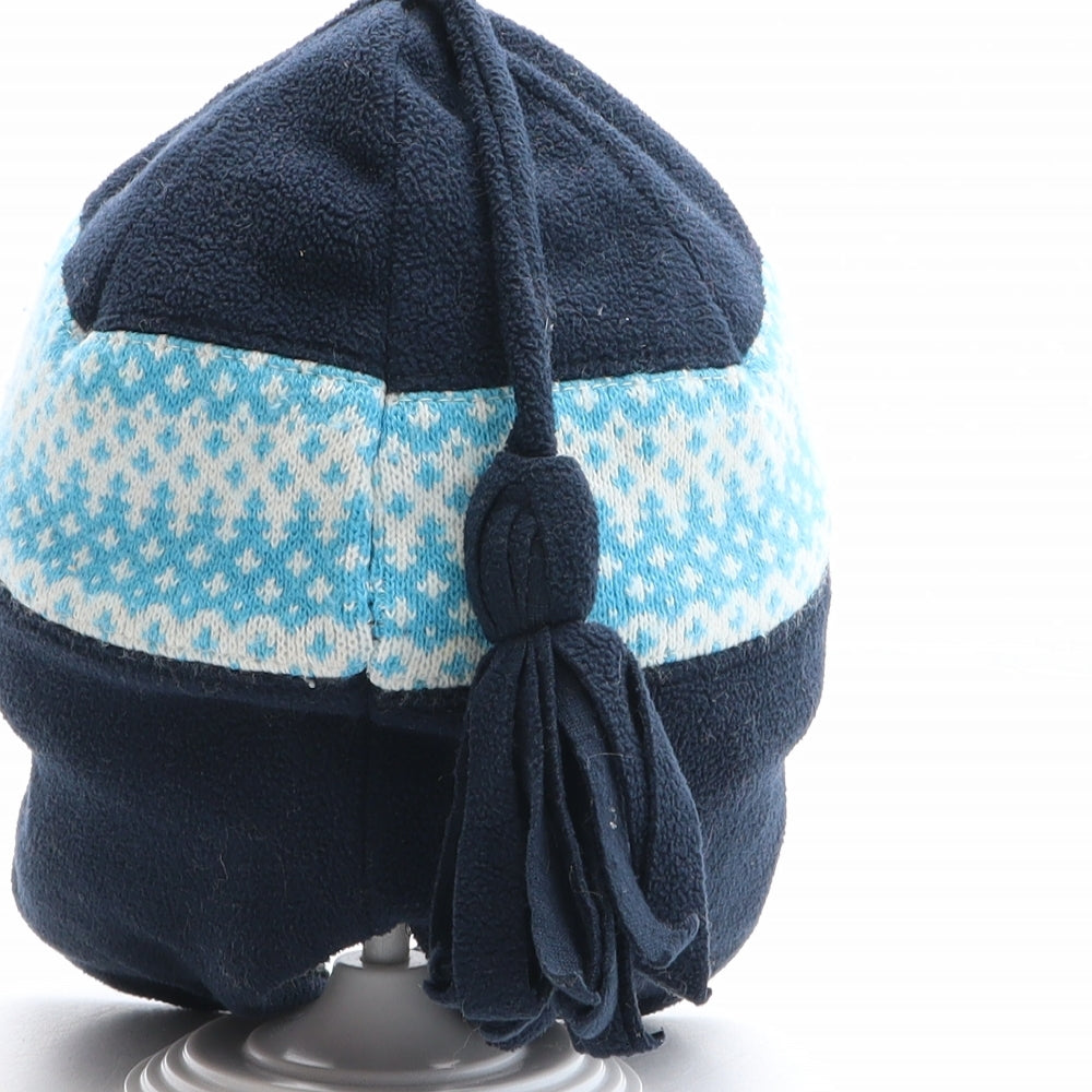 Trespass Boys Blue Fair Isle Polyester Winter Hat One Size - Size 5-7 years