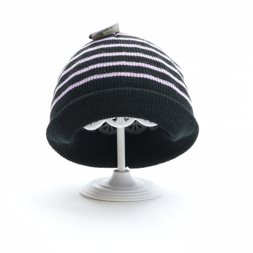 PEP&CO Girls Black Striped Acrylic Beanie One Size