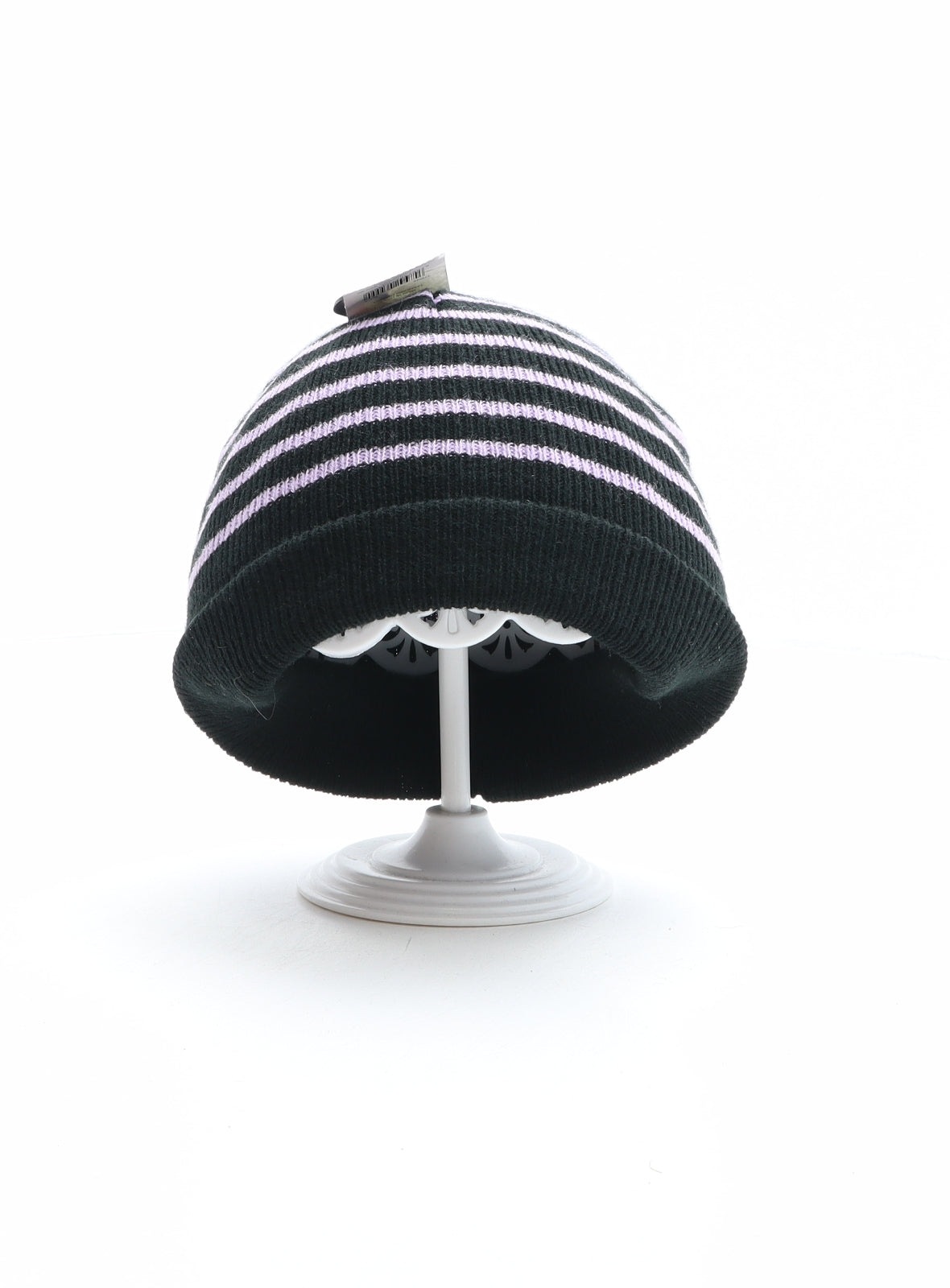 PEP&CO Girls Black Striped Acrylic Beanie One Size