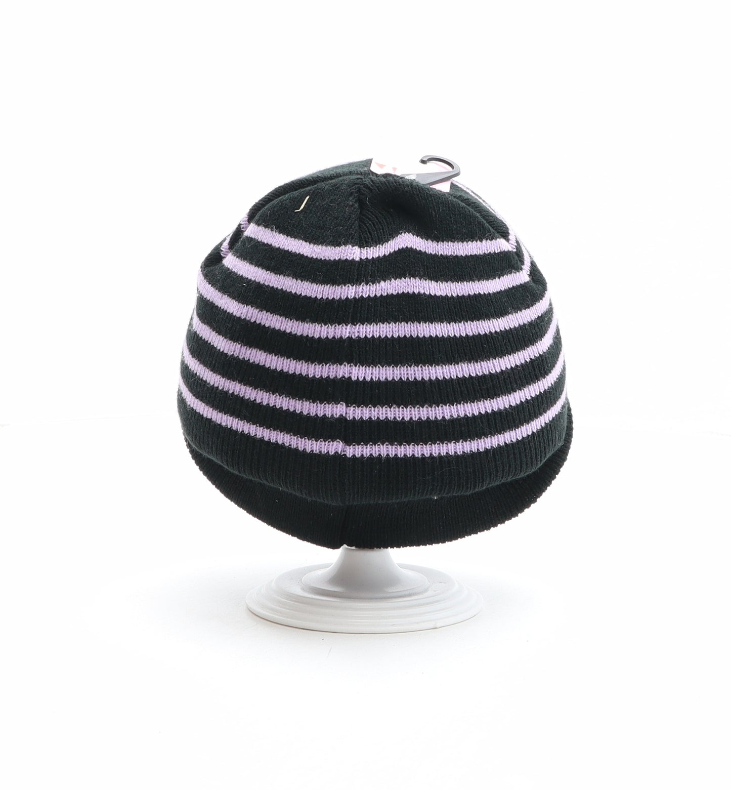 PEP&CO Girls Black Striped Acrylic Beanie One Size