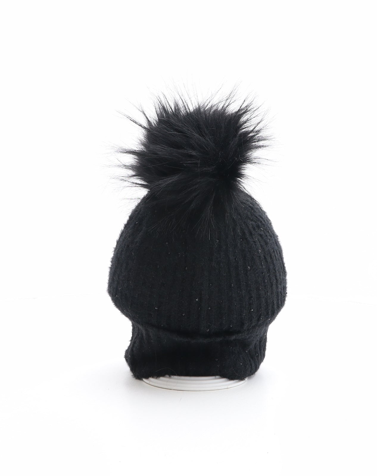 River Island Womens Black Nylon Bobble Hat One Size