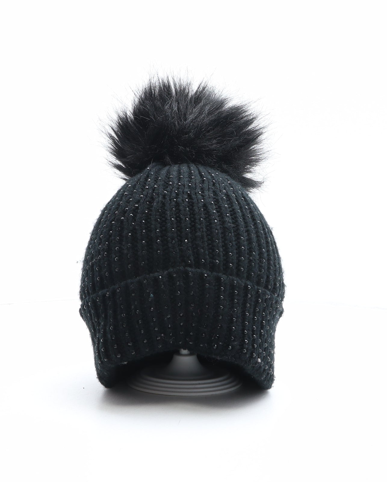 Preworn Womens Black Acrylic Bobble Hat One Size