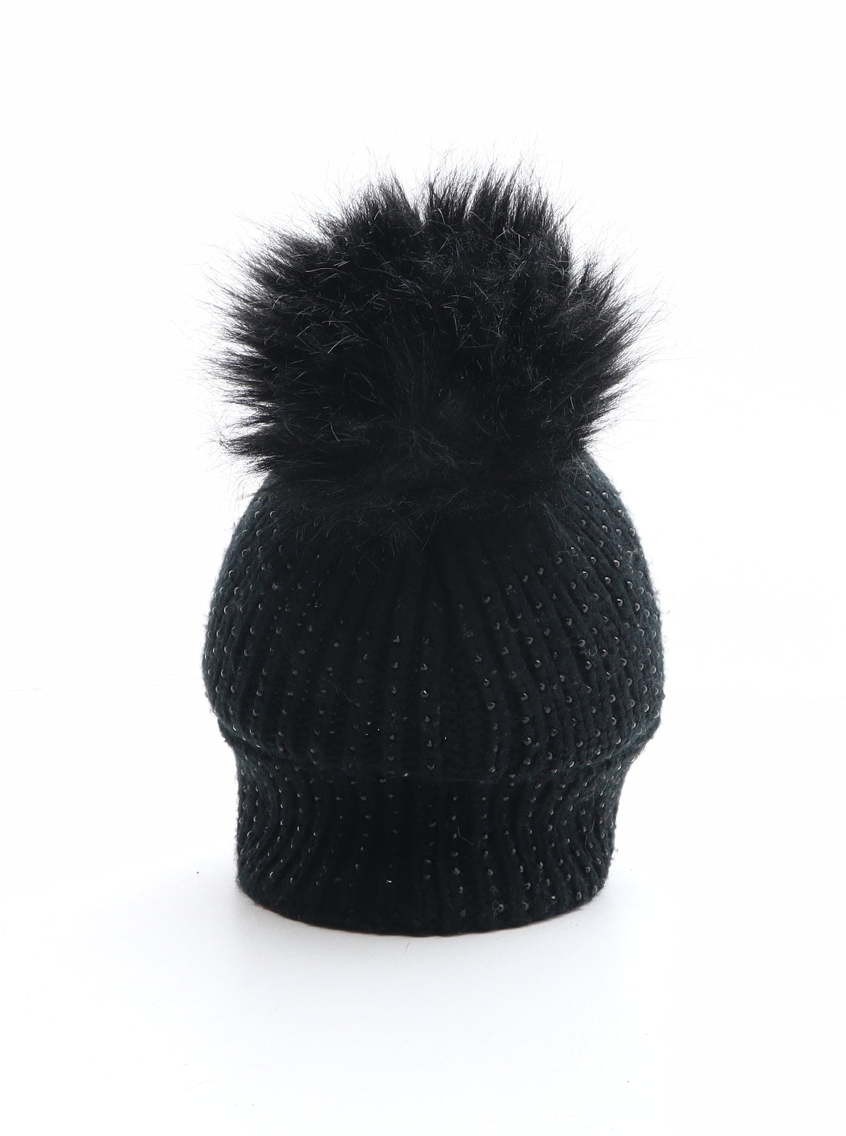 Preworn Womens Black Acrylic Bobble Hat One Size