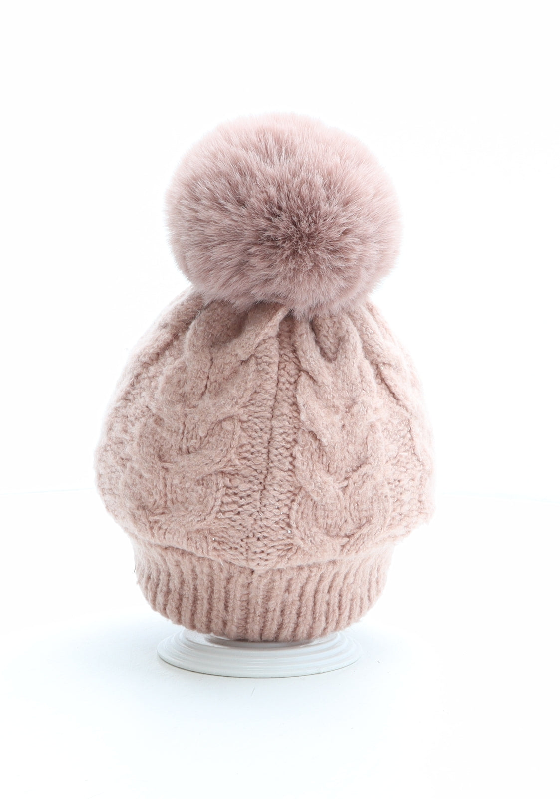 F&F Womens Pink Acrylic Bobble Hat One Size