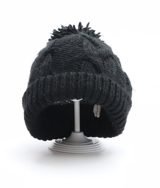 Matalan Womens Black Acrylic Bobble Hat One Size