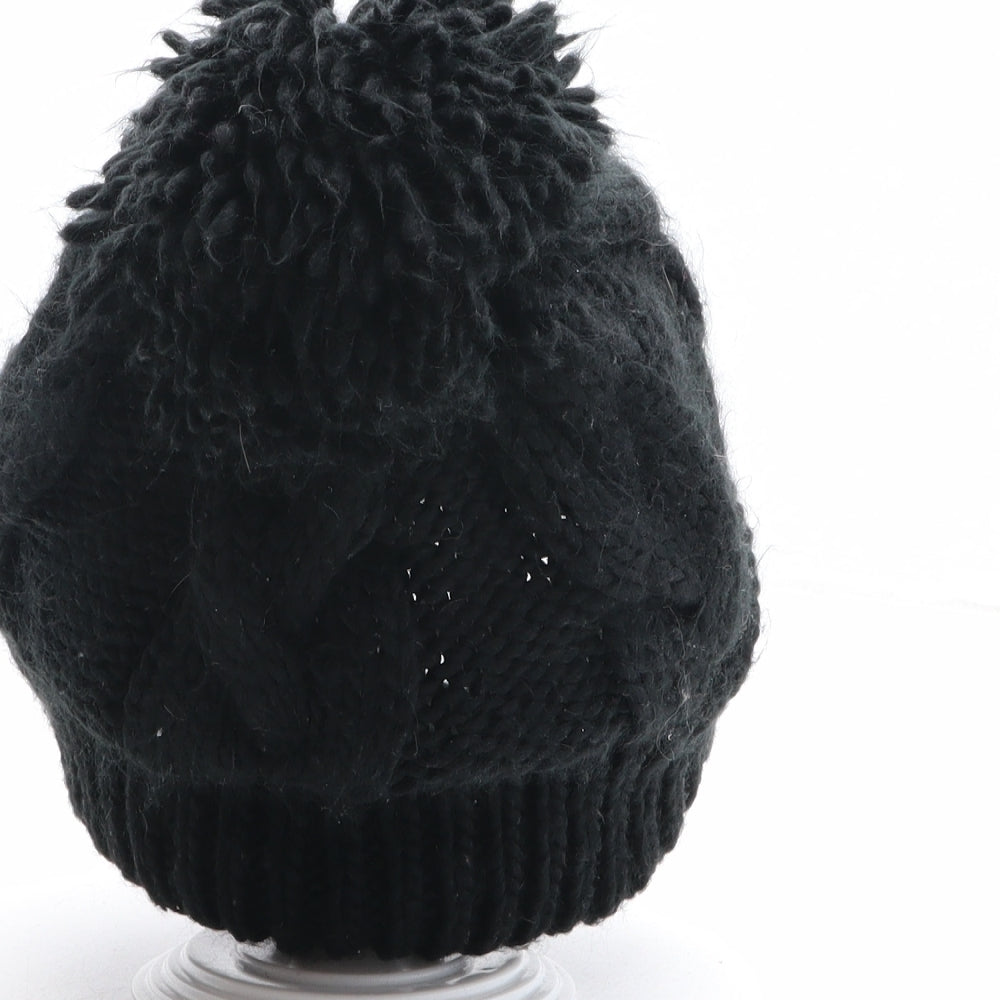 Matalan Womens Black Acrylic Bobble Hat One Size