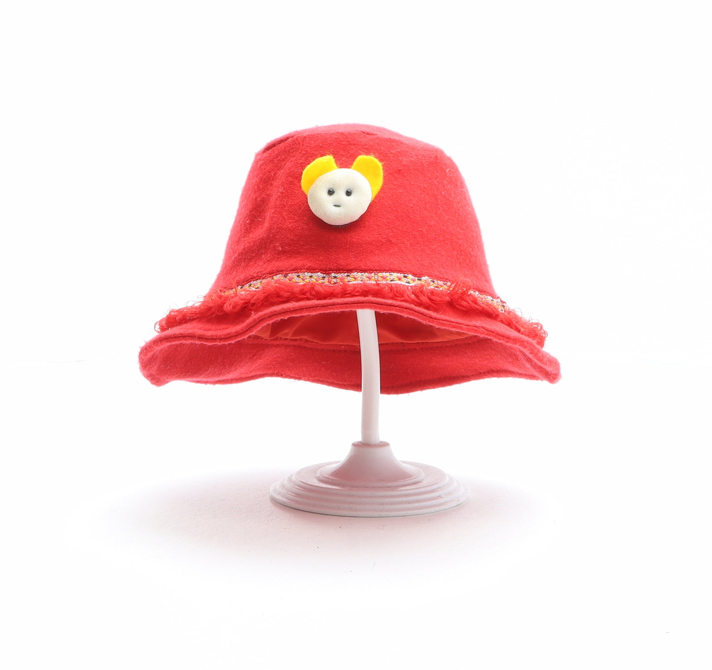 Preworn Girls Red Polyester Bucket Hat One Size - Face Detail