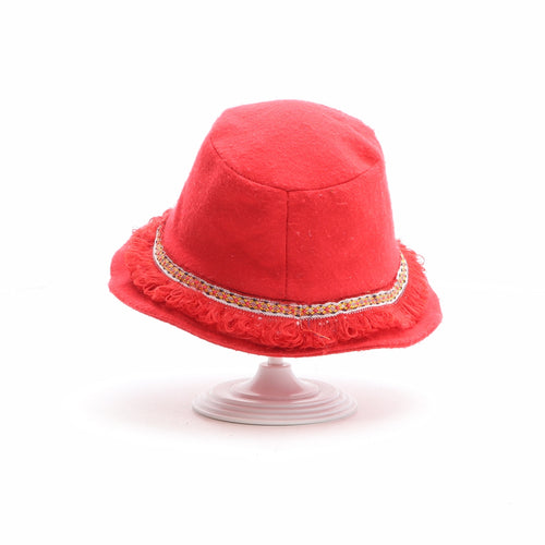 Preworn Girls Red Polyester Bucket Hat One Size - Face Detail