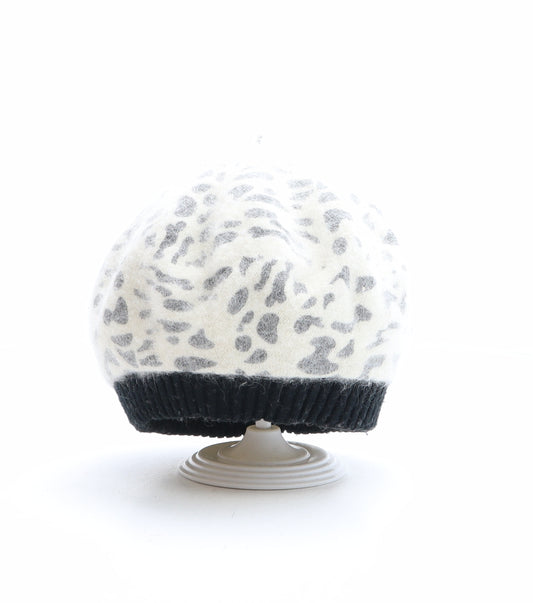 Atmosphere Womens Ivory Animal Print Acrylic Beret One Size - Leopard Print