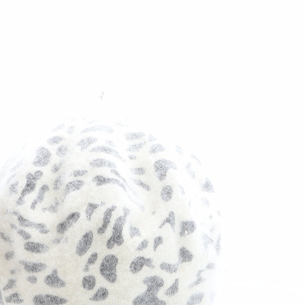 Atmosphere Womens Ivory Animal Print Acrylic Beret One Size - Leopard Print