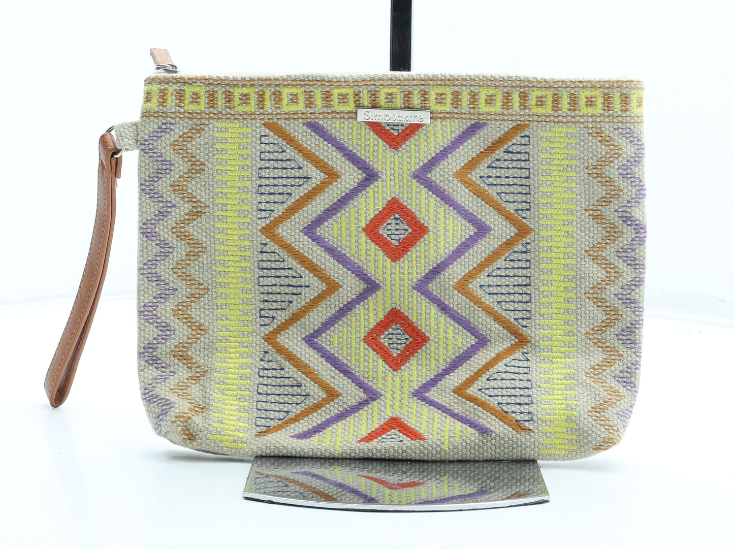 Simosastre Womens Multicoloured Geometric Polyester Clutch Size Small - Bag Depth 1cm