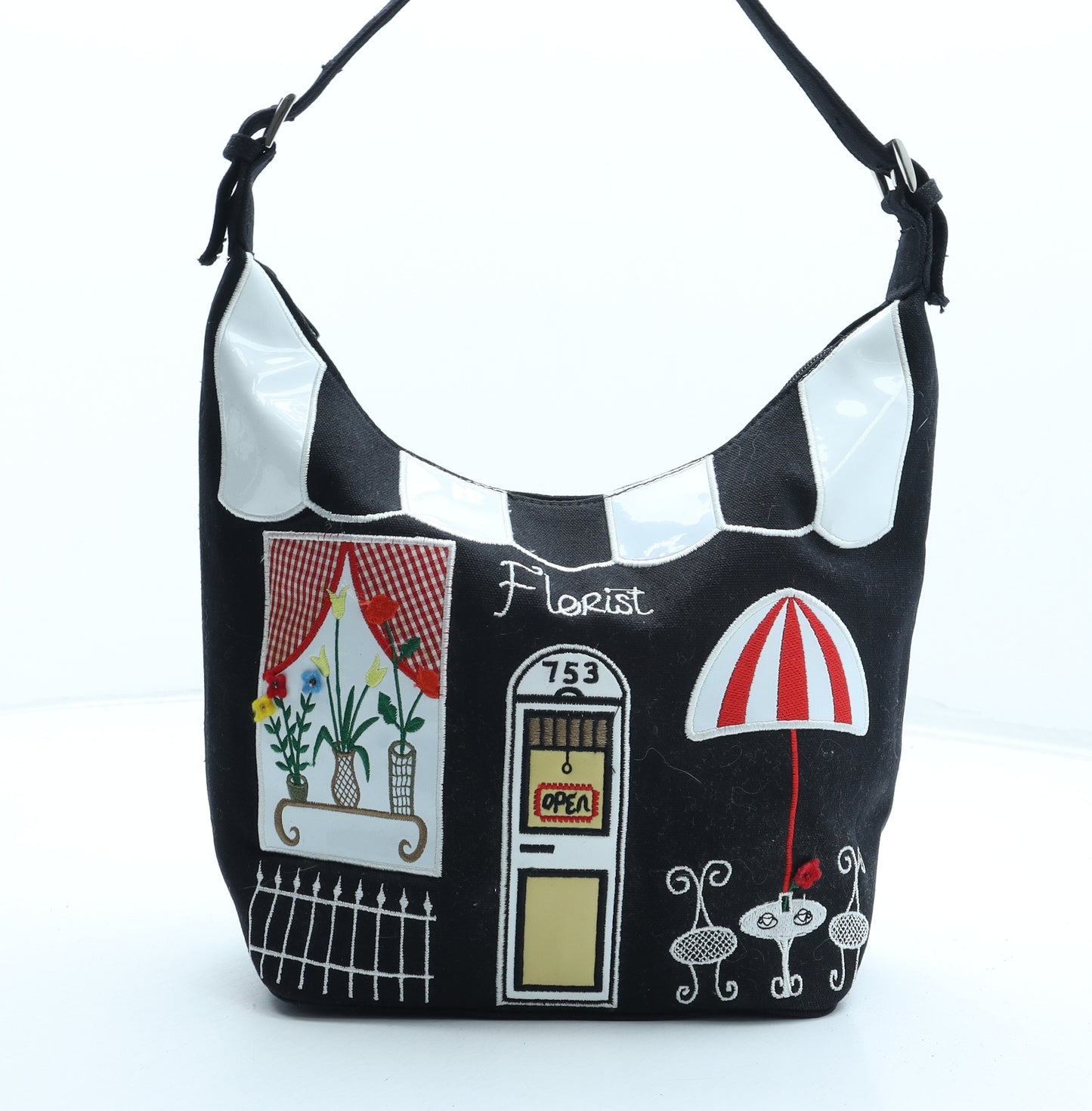 Preworn Womens Black Polyester Shoulder Bag Size Small - Florist