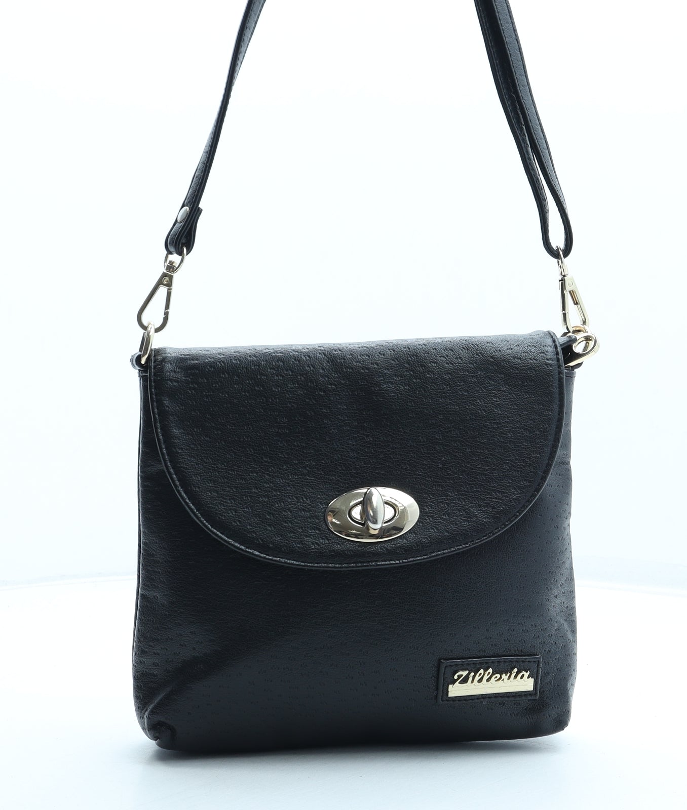 Zilleria Womens Black Polyurethane Crossbody Size Small - Bag Depth 3cm