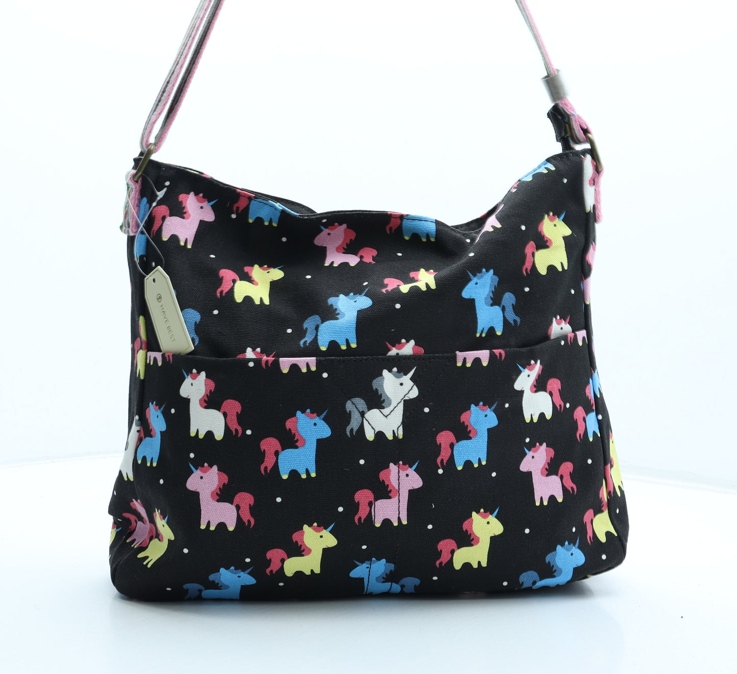 Have Best Womens Multicoloured Geometric Canvas Crossbody Size Large - Unicorn Pattern