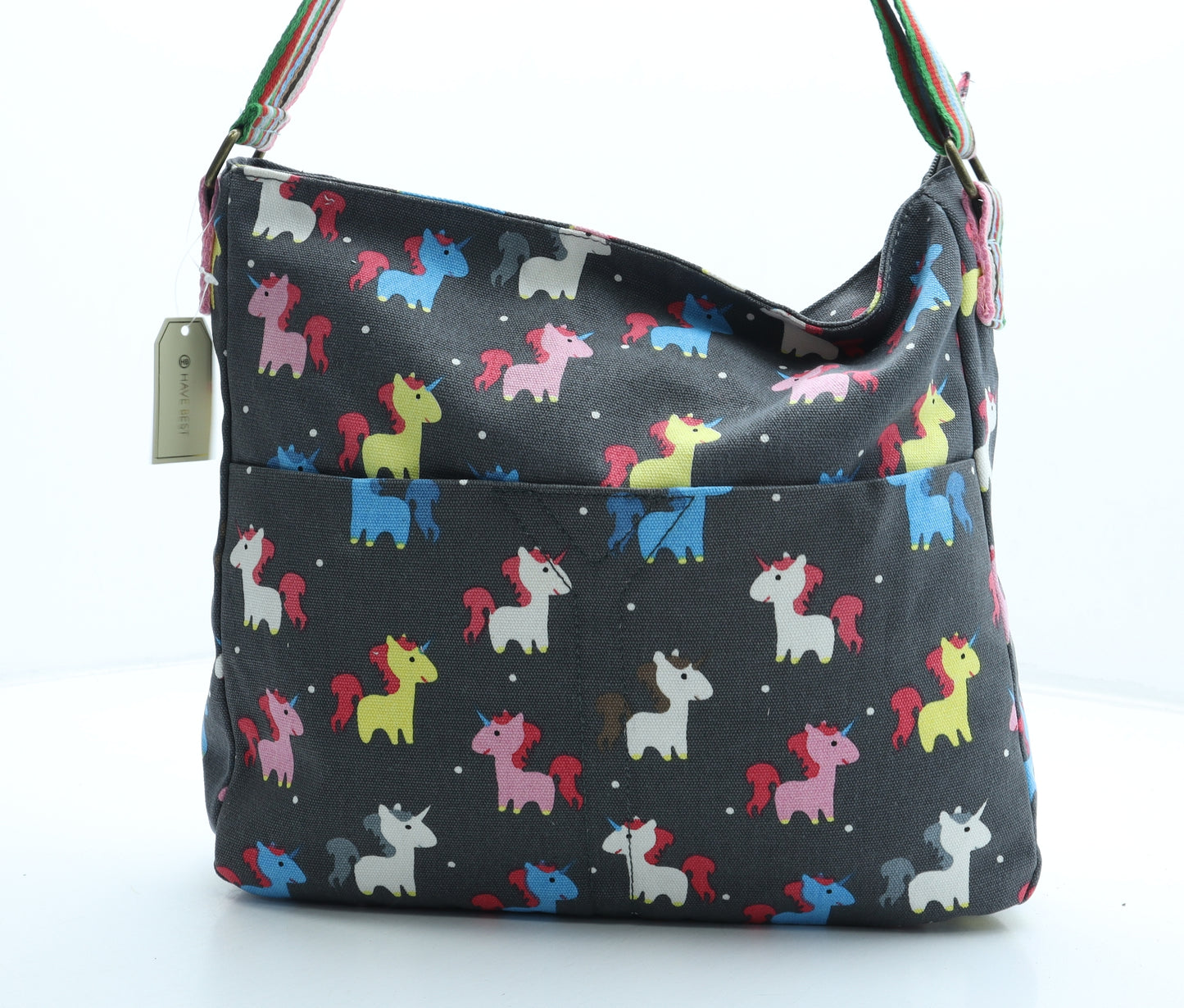 Have Best Womens Multicoloured Geometric Canvas Crossbody Size Large - Unicorn Pattern