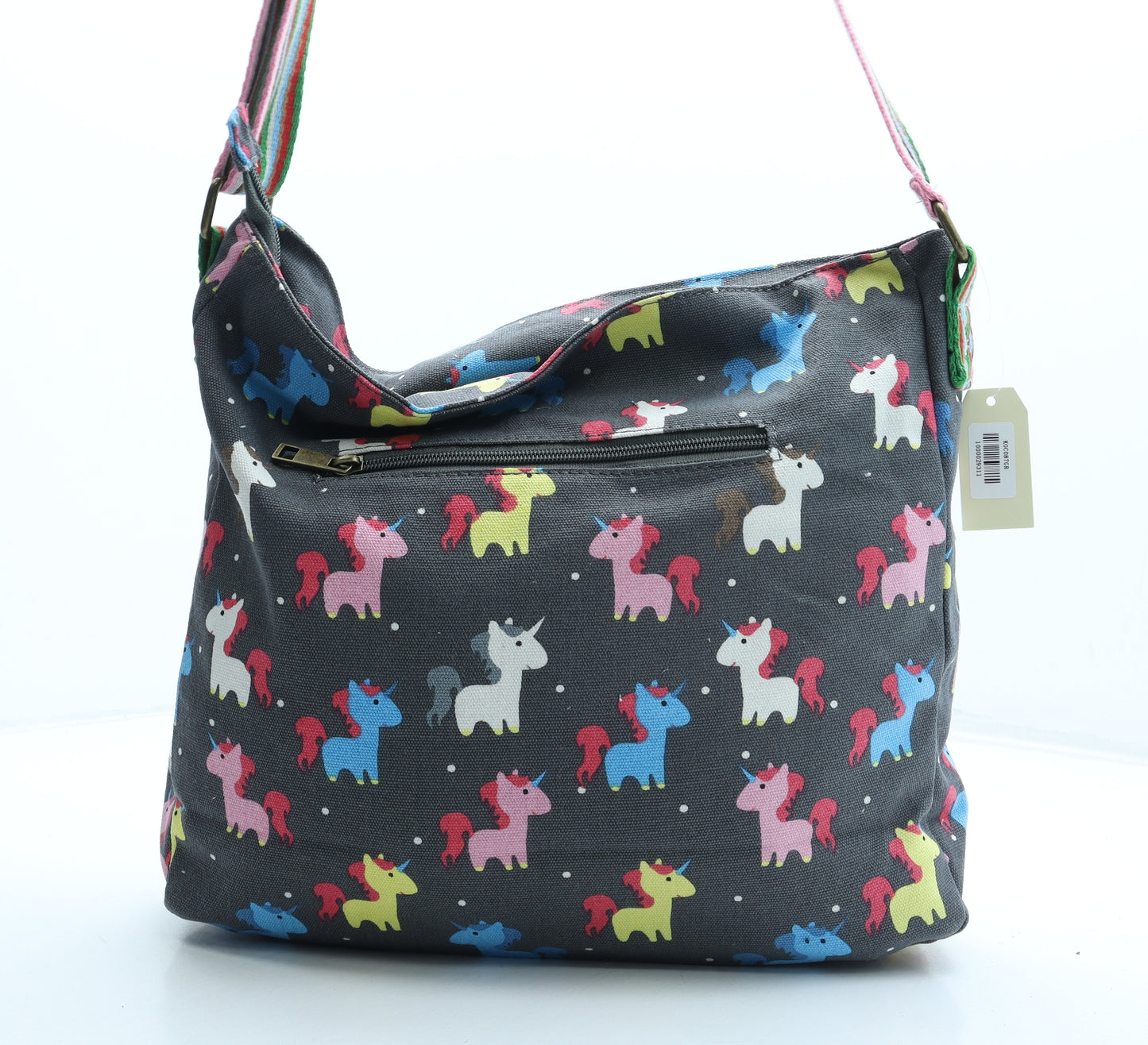 Have Best Womens Multicoloured Geometric Canvas Crossbody Size Large - Unicorn Pattern
