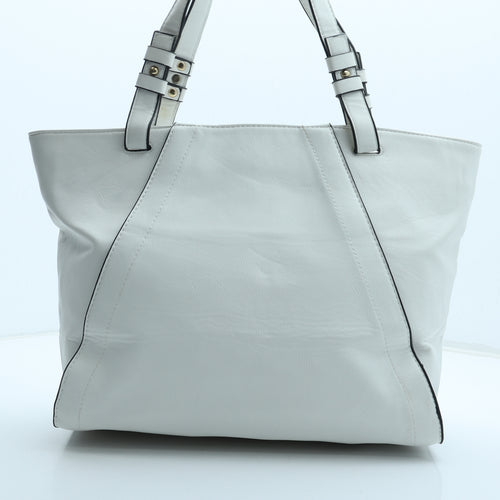 Preworn Womens White Polyurethane Tote Size Large