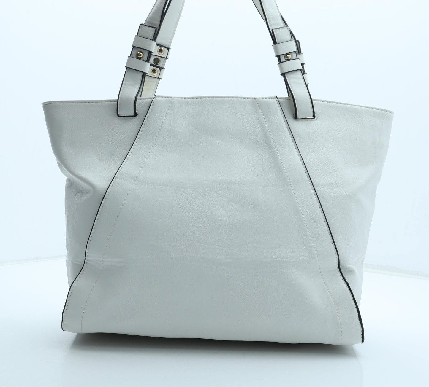 Preworn Womens White Polyurethane Tote Size Large