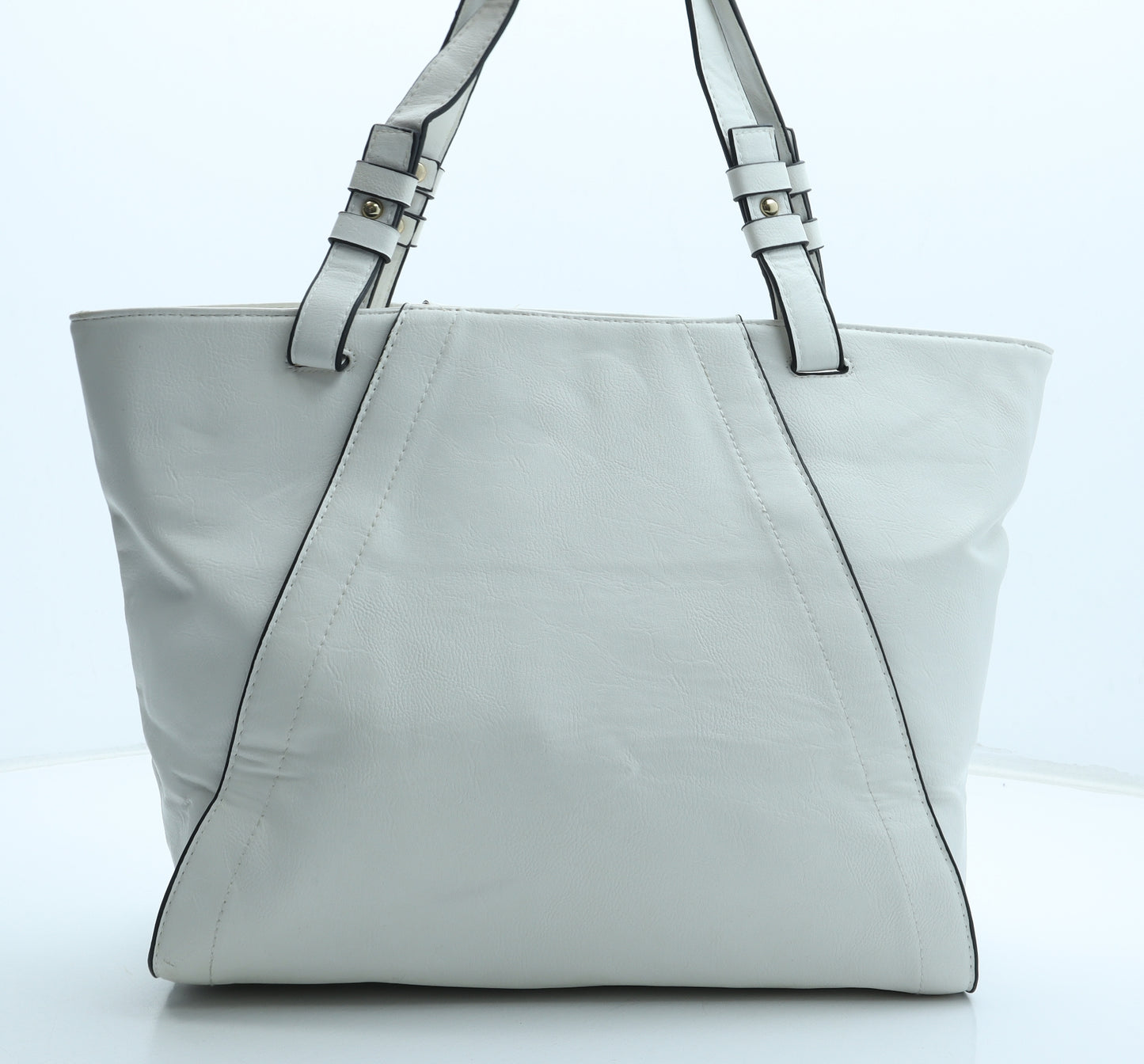 Preworn Womens White Polyurethane Tote Size Large