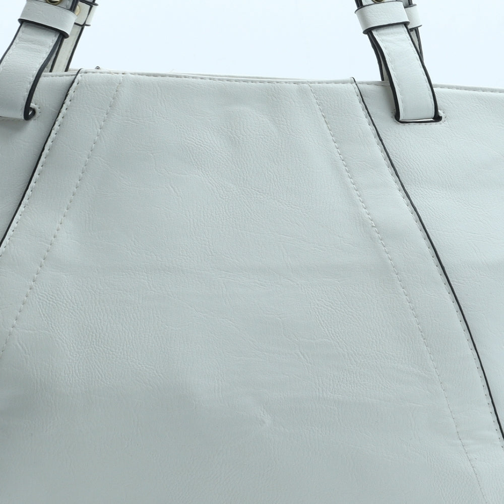 Preworn Womens White Polyurethane Tote Size Large