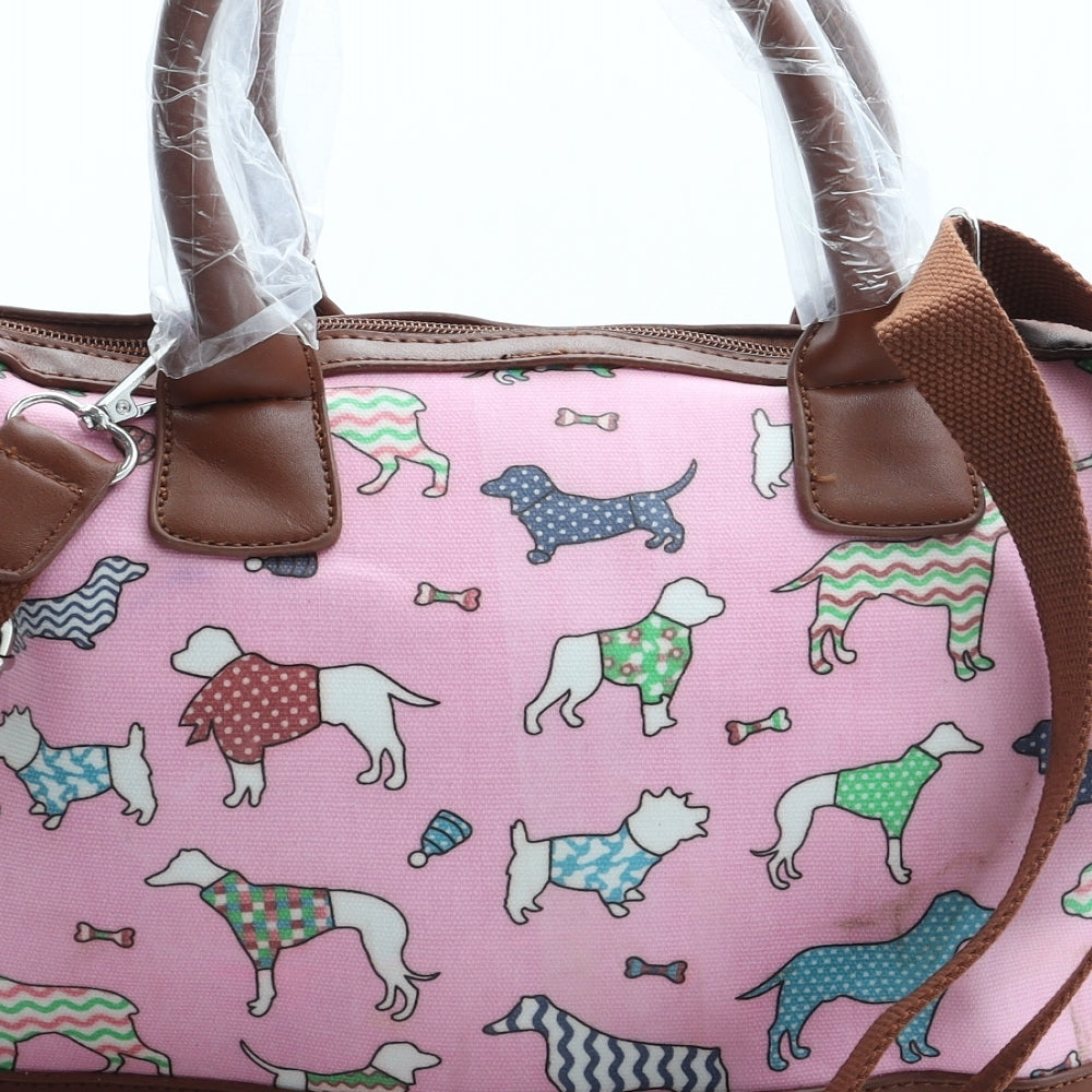 Preworn Womens Multicoloured Geometric Polyurethane Top Handle Bag Size Medium - Dogs