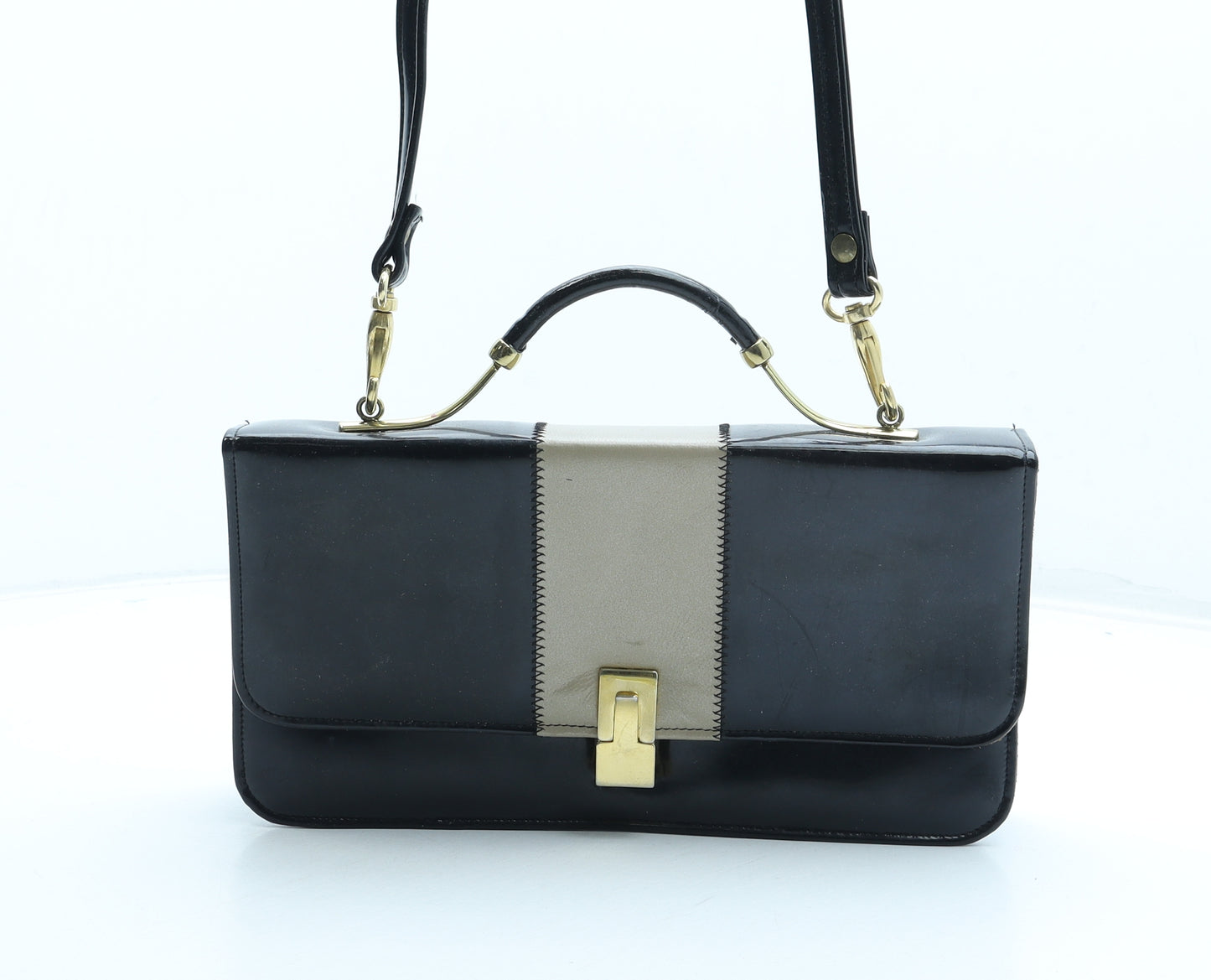 Renata Womens Black Polyurethane Shoulder Bag