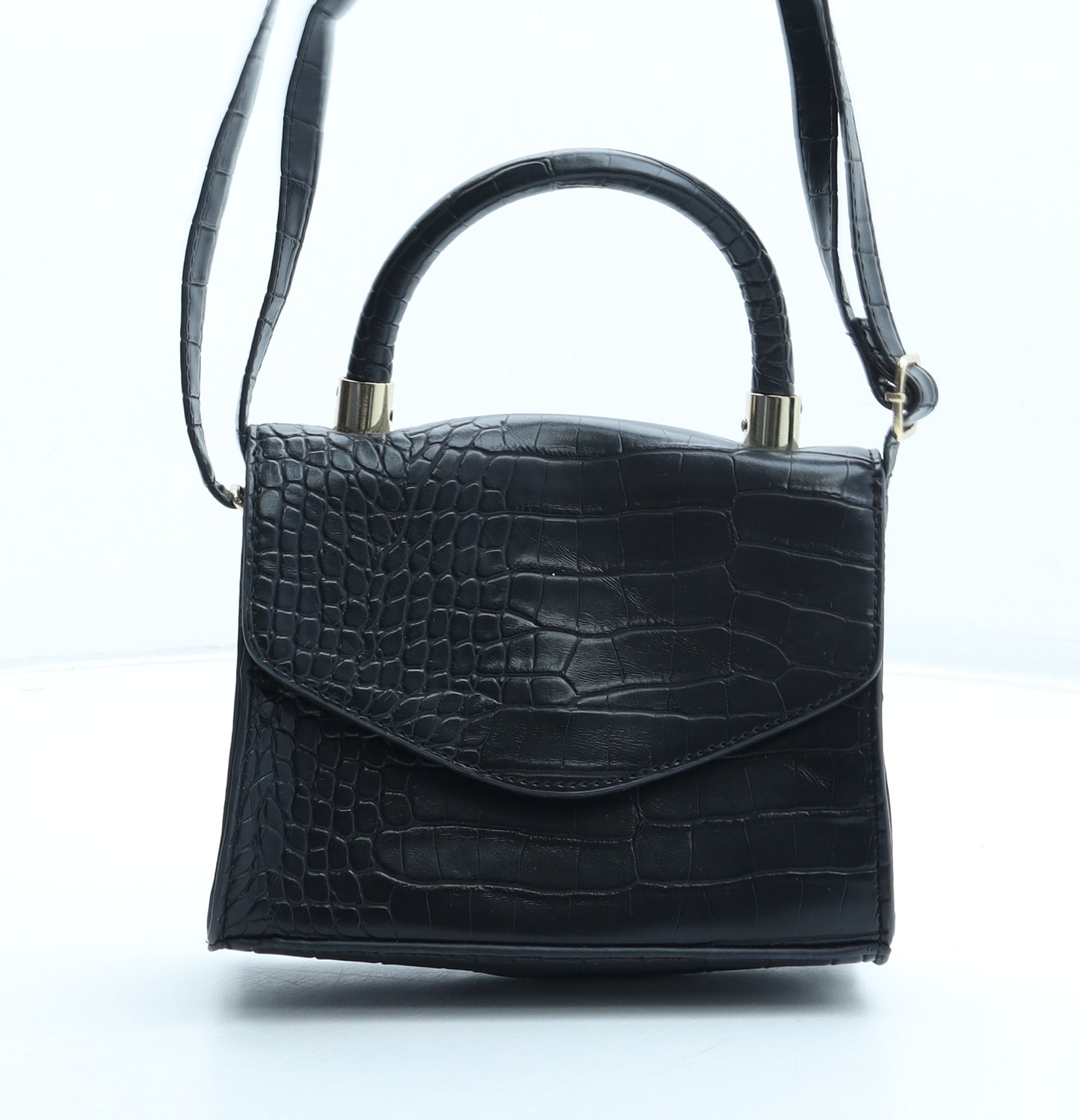 Primark Womens Black Polyurethane Crossbody Size Small - Croc Texture