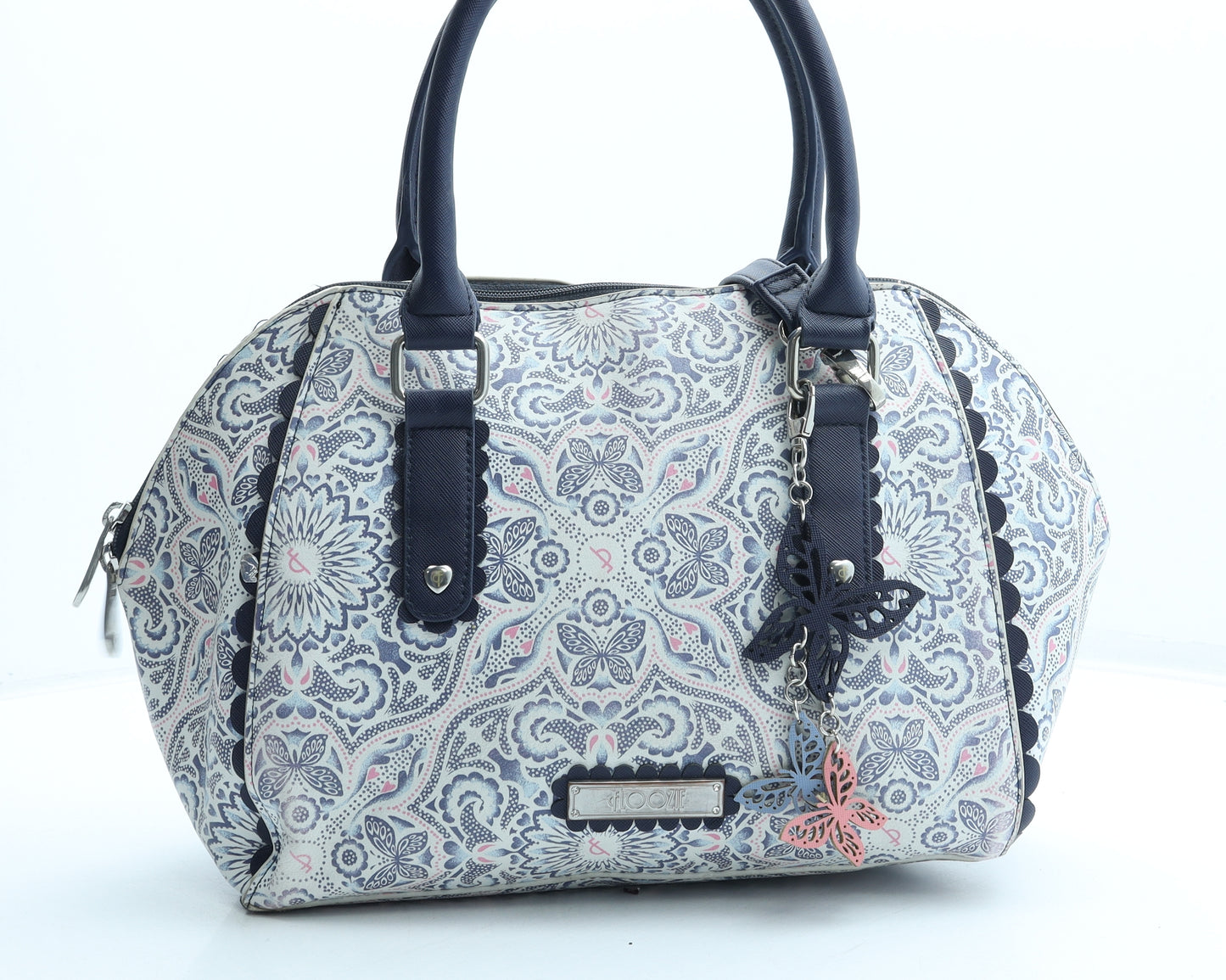 Floozie Womens Blue Geometric Polyurethane Hobo Bag Size Medium