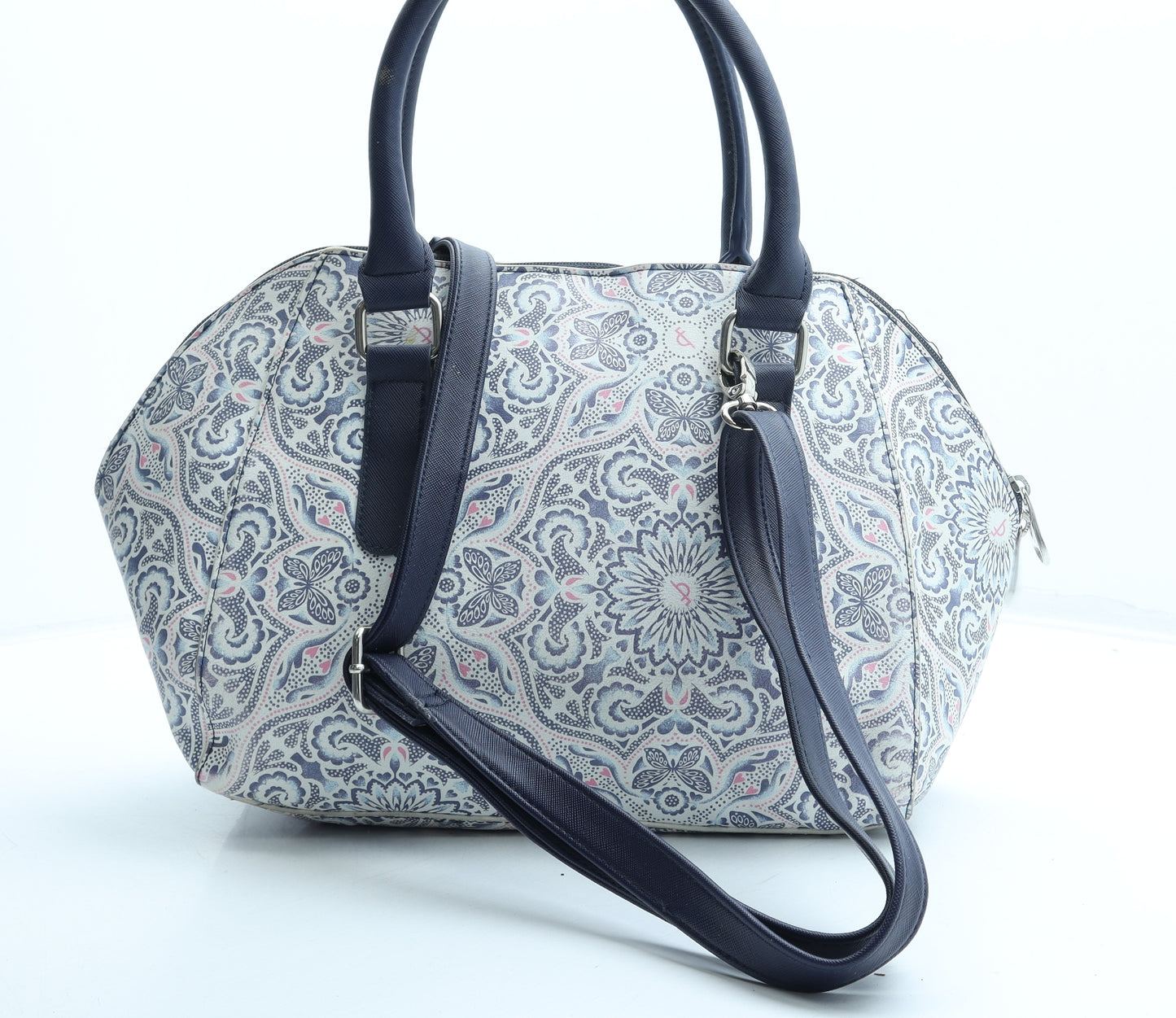 Floozie Womens Blue Geometric Polyurethane Hobo Bag Size Medium