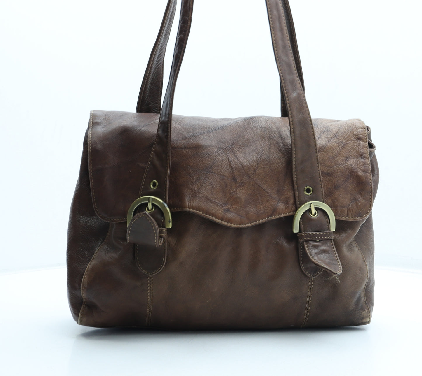 F&F Womens Brown Leather Shoulder Bag Size Medium