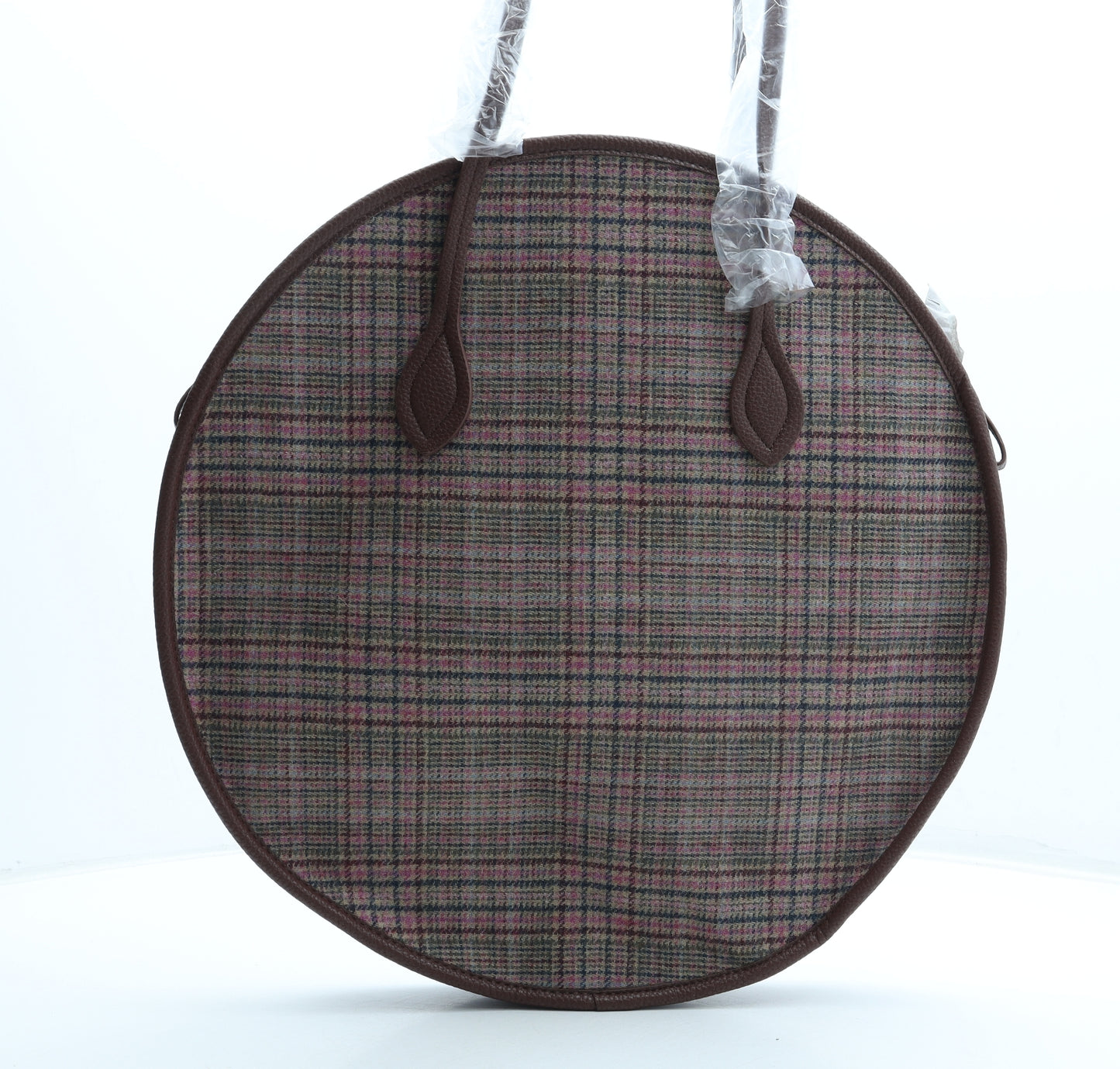 Joules Womens Brown Plaid Cotton Shoulder Bag Size Large