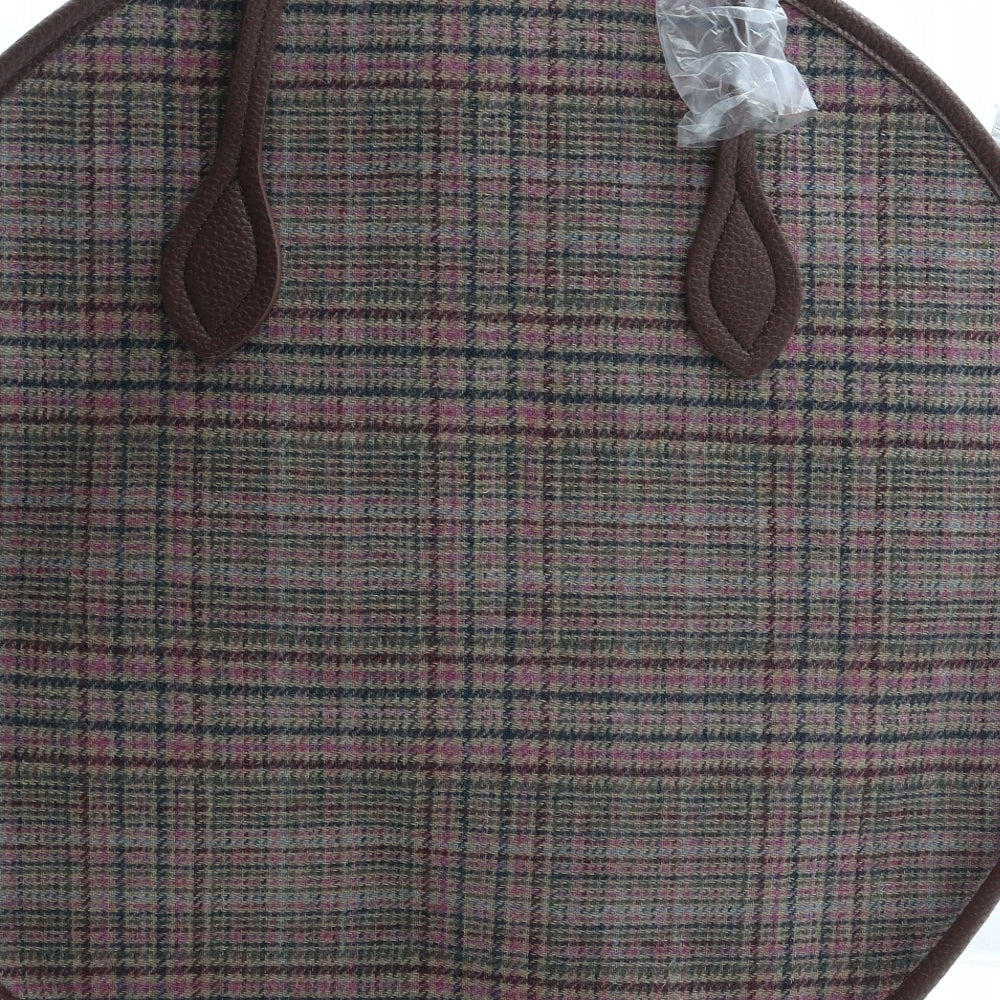 Joules Womens Brown Plaid Cotton Shoulder Bag Size Large