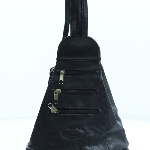 Linea Tex Womens Black Leather Backpack Size Small