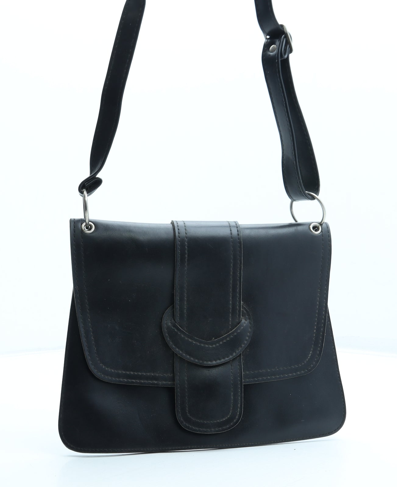St Michael Womens Black Leather Shoulder Bag Size Small - Bag Depth 1cm