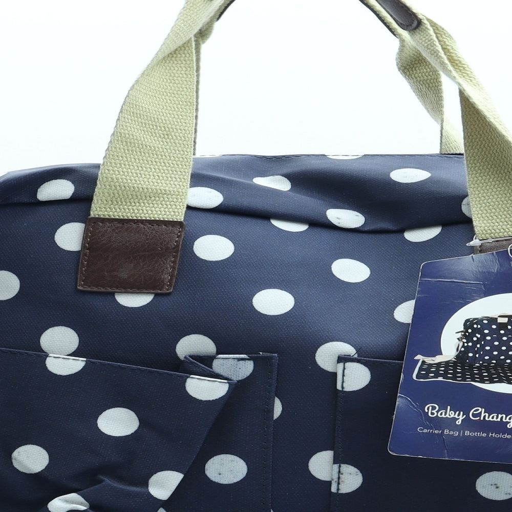Preworn Womens Blue Polka Dot Polyurethane Duffle Size Large - Baby Changing Bag Bottle Holder Changing Mat