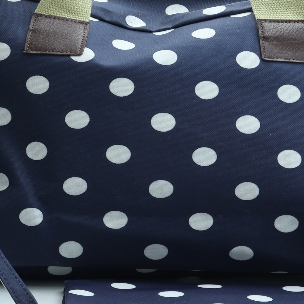 Preworn Womens Blue Polka Dot Polyurethane Duffle Size Large - Baby Changing Bag Bottle Holder Changing Mat